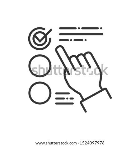 Approved choice on checklist black line icon. Make right decision concept. Sign for web page, mobile app. Vector isolated object. Editable stroke.