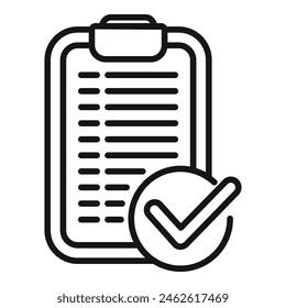 Approved clipboard icon outline vector. Test checklist. Document exam form