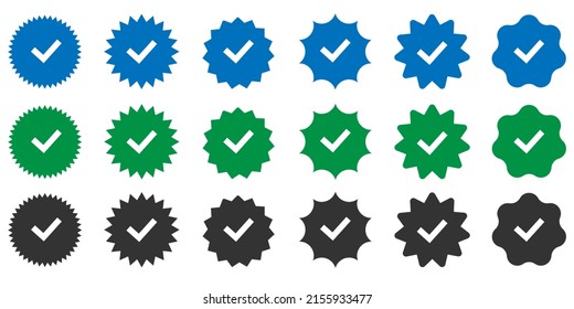 Approved collection of icons. Check mark isolated on icon. Vector illustration