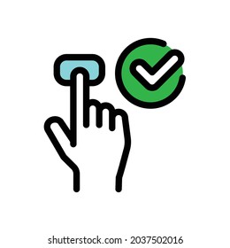 Approved color line icon. Turn on notification concept. Sign for web page, mobile app. Vector isolated object.