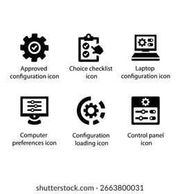 Configuração aprovada, Lista de verificação, Configuração, Preferências, Carregamento da configuração, Painel de controle, ícone