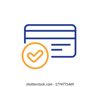 Approved credit card line icon. Accepted payment methods sign. Verification symbol. Colorful thin line outline concept. Linear style payment methods icon. Editable stroke. Vector