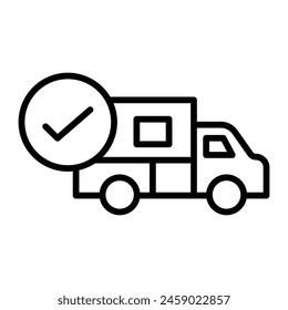 Diseño de iconos de línea de Vector de entrega aprobado