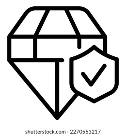Approved diamond icon outline vector. Tooth gem. Dental healthy