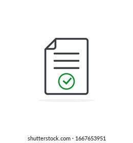 Zugelassenes Dokument, Agreement Paper Icon, flache Illustration Design. Vektorillustration.
