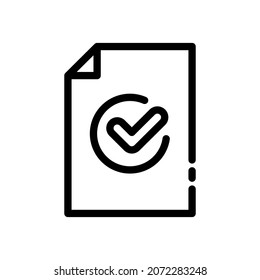 Icono de línea de color del documento aprobado. Trabajos de alta calidad. Concepto de comprobación correcto. Elemento de validación certificado. Firma para página web, aplicación móvil. Objeto aislado del vector. Trazo editable.