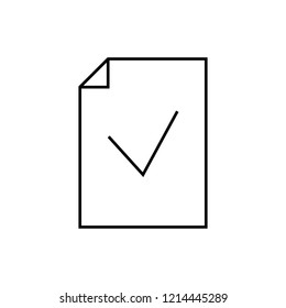 Approved document file outline icon. linear style sign for mobile concept and web design. Paper doc with check mark simple line vector icon. Symbol, logo illustration. Pixel perfect vector graphics