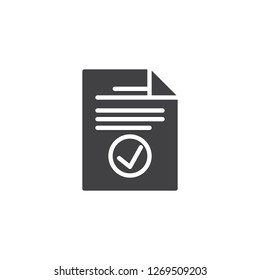 Approved document file vector icon. filled flat sign for mobile concept and web design. doc with check mark simple solid icon. Symbol, logo illustration. Pixel perfect vector graphics