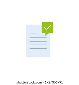 Approved document file vector icon isolated on white background