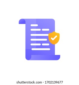 Icono plano de documento aprobado con estilo degradado. Icono de archivo de oficina del documento. Icono de tarea de archivo para la presentación y el negocio 