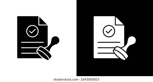 Icono de documento aprobado. El Vector de silueta negro