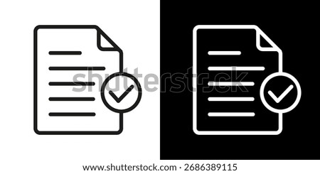 Approved document icon, document with check mark tick