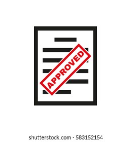 Approved document icon. Endorsed, agreed, validated symbol. Flat design. Stock - Vector illustration