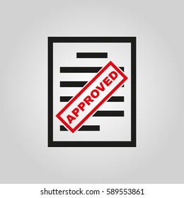 Approved document icon. Endorsed, agreed, validated symbol. Flat design. Stock - Vector illustration