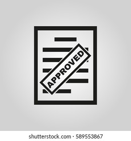 Approved document icon. Endorsed, agreed, validated symbol. Flat design. Stock - Vector illustration