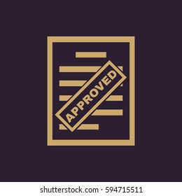 Approved document icon. Endorsed, agreed, validated symbol. Flat design. Stock - Vector illustration