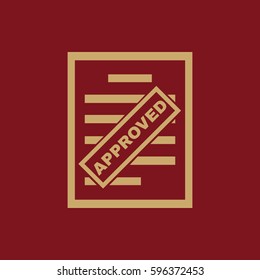 Approved document icon. Endorsed, agreed, validated symbol. Flat design. Stock - Vector illustration