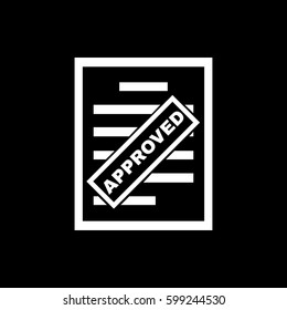 Approved document icon. Endorsed, agreed, validated symbol. Flat design. Stock - Vector illustration