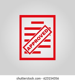 Approved document icon. Endorsed, agreed, validated symbol. Flat design. Stock - Vector illustration