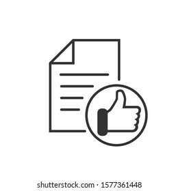 Approved document icon in flat style. Authorize vector illustration on white isolated background. Agreement check mark business concept.