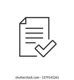 Approved document icon in flat style. Authorize vector illustration on white isolated background. Agreement check mark business concept.