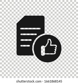 Approved document icon in flat style. Authorize vector illustration on white isolated background. Agreement check mark business concept.