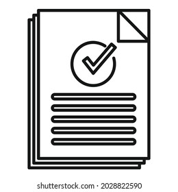 Approved document icon outline vector. Certificate mark. Complete qualification