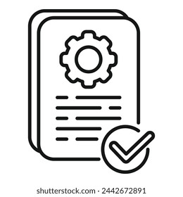Approved document icon outline vector. Legal consumer search. Scale price trade