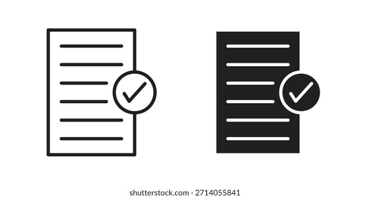 Diseños de Vector de silueta de icono de documento aprobados. Trazos editables