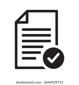 Vetor De Ícone De Documento Aprovado Com Marca De Seleção Para Relatório Verificado E Formulário Concluído Formulário Bem-Sucedido Ou Gráfico De Registro Médico Certificado