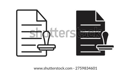 Approved document icons. Line Art Style Design Isolated On White