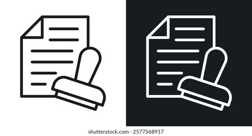 Approved document icons in thin black and white stroke liner style