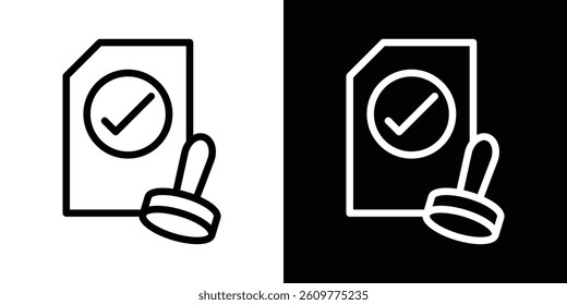 Approved document icons vector set in stroke line style