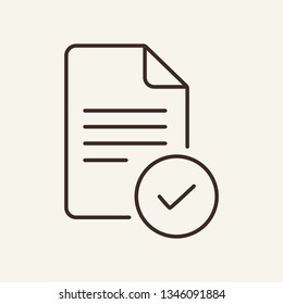 Approved document line icon. Document and check icon. Documents concept. Vector illustration can be used for topics like office, documentation, business report