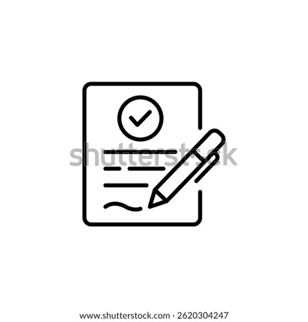 Approved document outline icon with pen for business and contract