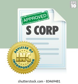 Approved document for an S corporation, golden seal for articles of incorporation