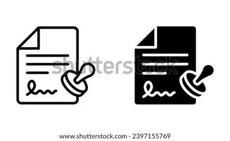 Approved document with stamp icon, Approved application concepts. Top view. Premium quality. vector illustration on white background
