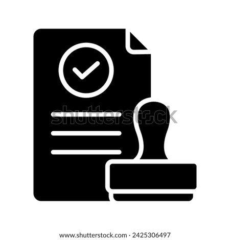 Approved document with stamp icon color editable