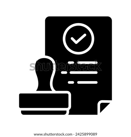 Approved document with stamp icon color editable