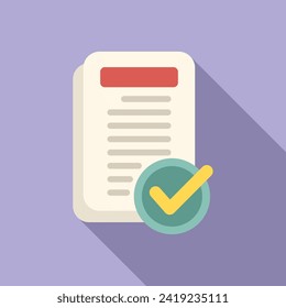 Approved documents icon flat vector. Claim marketing. Business online