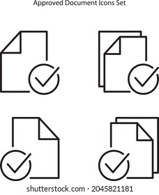 Approved documents icons set. Outline Approved documents vector icon for web design isolated on white background.