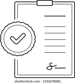 Approved documents. Vector outline icon.