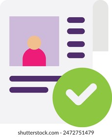 Approved Done Tick Icon Vector Flat Illustration
