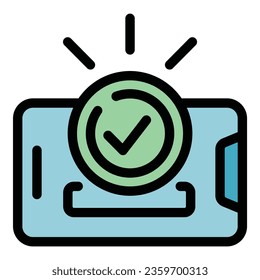 Approved election icon outline vector. Vote online. Survey public color flat