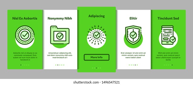Approved Elements Vector Onboarding Mobile App Page Screen. Contour Illustrations