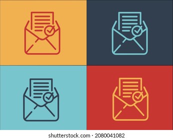 Plantilla de logotipo de correo electrónico aprobado, icono plano simple de correo electrónico, correo electrónico, icono