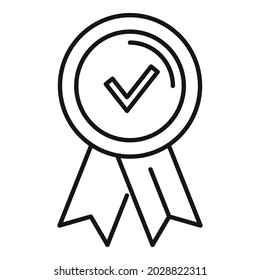 Approved emblem icon outline vector. Quality certificate. Seal stamp - Shutterstock ID 2028822311