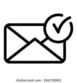 Approved envelope icon. Outline approved envelope vector icon for web design isolated on white background