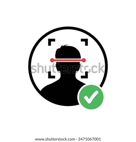 approved face id scanner logo. concept of facial scanning for unlock your cellphone and people access authorization. flat style trend modern simple logotype