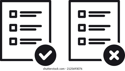 Approved and failed assessments Icons Set